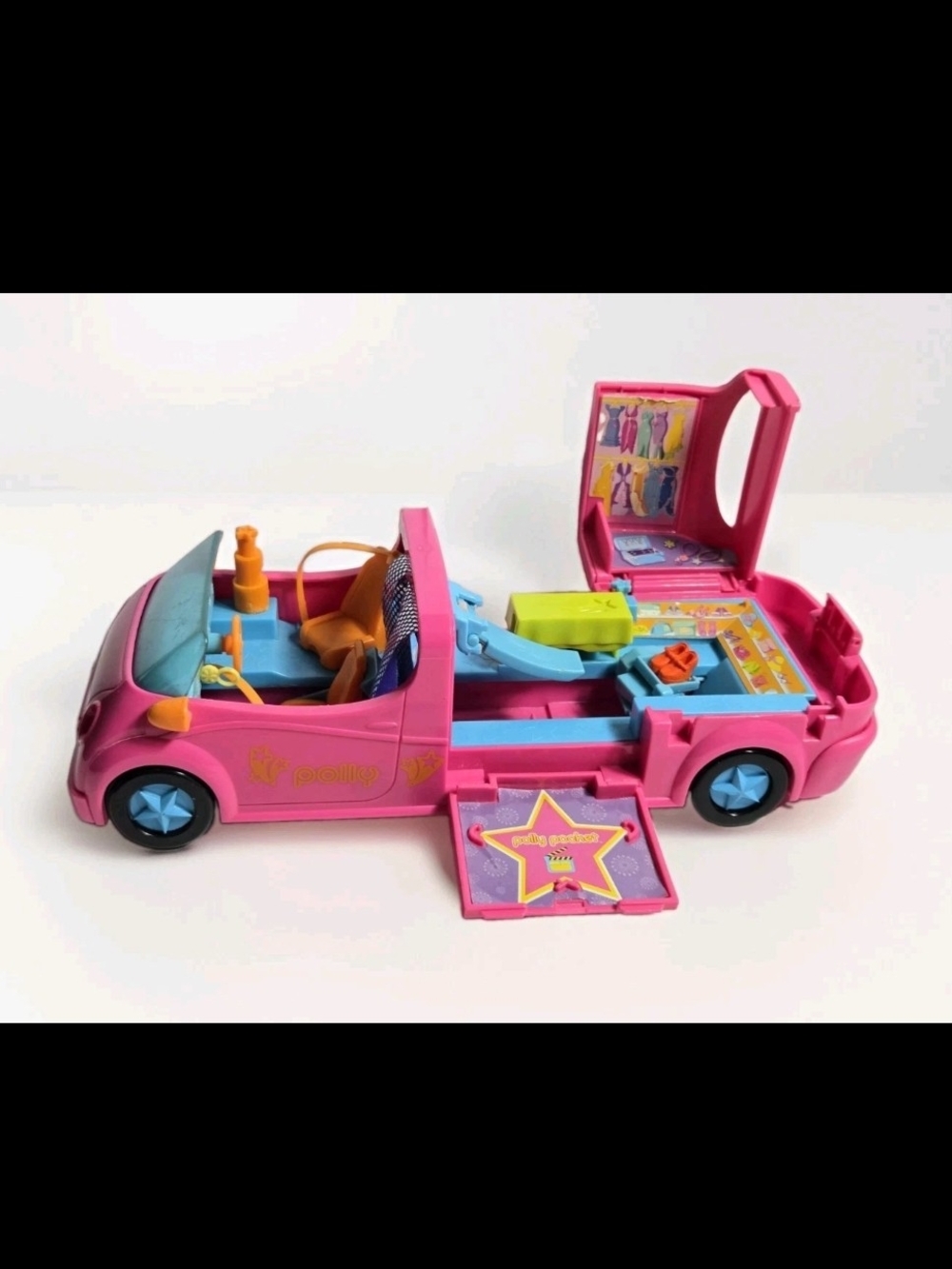 Vintage Polly Pocket Party Pink Stretch Limo Cadillac Doll Convertible Car 2005